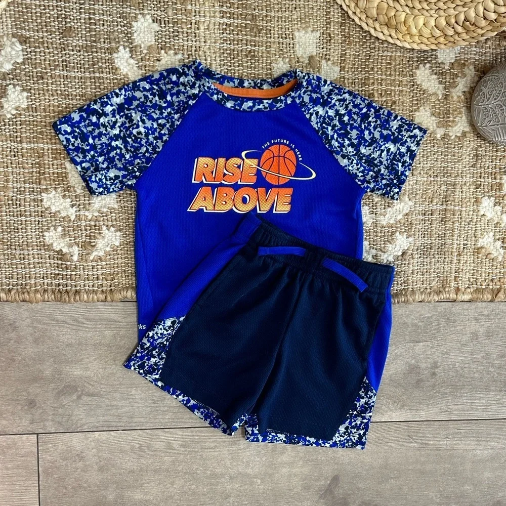 Athletic Works Toddler Boy Active T-Shirt and Shorts Set Basketball Rise Above